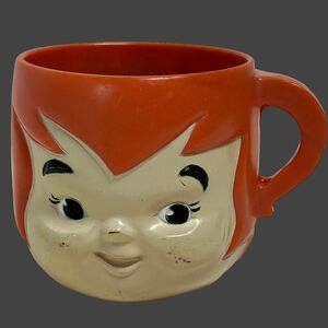 Vintage 1972 Hanna-Barbera Flintstones Vitamins Promotional Plastic Pebbles Mug